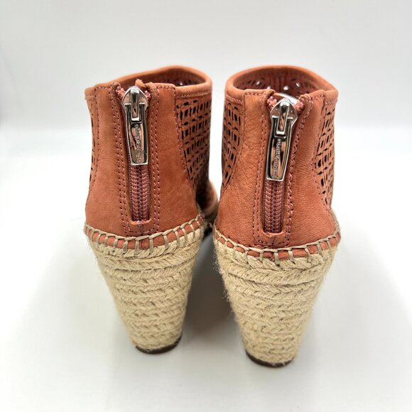 Vince Camuto Size 7.5 Coral Salmon Leather Wedges Espadrilles Sandals Shoes - Picture 7 of 13